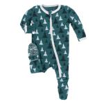 Kickee Pants Boy Footie w/Zipper Cedar Christmas Trees