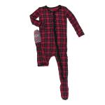 Kickee Pants Girl Ruffle Footie w/Zipper Plaid