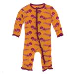 Kickee Pants Girl Ruffle Coverall w/ Snaps Apricot Octopus