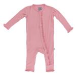 Kickee Pants Girl Ruffle Coverall w/Zipper Solid Lotus