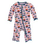 Kickee Pants Girl Ruffle Coverall w/Snaps Lotus Sushi