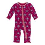 Kickee Pants Girl Ruffle Coverall w/Zipper Rhododendron Pinata