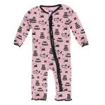 Kickee Pants Girl Ruffle Coverall w/Zipper Tea Time