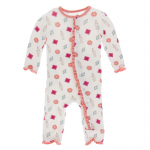 Kickee Pants Girl Ruffle Coverall w/Zipper Natural Gems