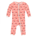 Kickee Pants Girl Ruffle Coverall w/Zipper Blush Rainbow