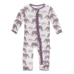 Kickee Pants Girl Ruffle Coverall w/Zipper Natural Elephant