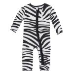 Kickee Pants Girl Ruffle Coverall w/Zipper Natural Zebra