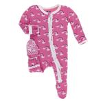 Kickee Pants Girl Ruffle Footie w/Zipper Flamingo Rainbow