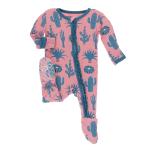 Kickee Pants Girl Ruffle Footie w/ Zipper Strawberry Cactus