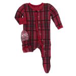 Kickee Pants Girl Ruffle Footie w/ Zipper Christmas Plaid