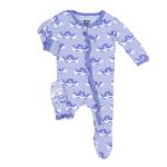 Kickee Pants Girl Ruffle Footie w/ Snaps Lilac Seals