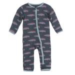 Kickee Pants Boy Coverall w/Zipper Stone Rainbow Trout