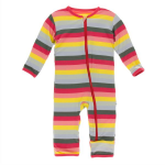 Kickee Pants Girl Coverall w/Zipper Biology Stripe