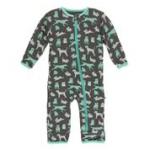 Kickee Pants Boy Coverall w/Zipper Stone Domestic Animals