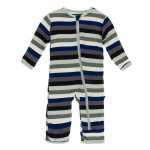 Kickee Pants Boy Coverall w/ Zipper Zoology Stripe