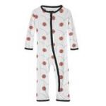 Kickee Pants Boy Coverall w/ Zipper Natural Basketball