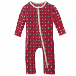 Kickee Pants Boy Coverall w/Zipper Crimson Penguins