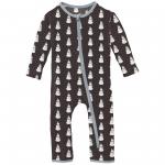 Kickee Pants Boy Coverall w/Zipper Midnight Tiny Snowman