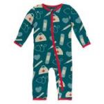 Kickee Pants Boy Coverall w/Zipper Oasis Medicine