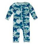 Kickee Pants Boy Coverall w/ Zipper Oasis Military