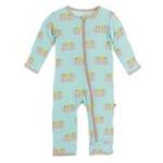 Kickee Pants Boy Coverall w/ Zipper Summer Sky Pancakes