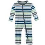 Kickee Pants Boy Coverall w/ Zipper Fairground Stripe