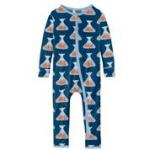 Kickee Pants Boy Coverall w/Zipper Navy Goldfish Prize