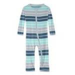 Kickee Pants Boy Coverall w/Zipper Sport Stripe