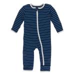 Kickee Pants Boy Coverall w/Zipper Tokyo Navy Stripe