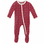 Kickee Pants Boy Footie w/Zipper Crimson Penguins