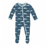 Kickee Pants Boy Footie w/Zipper Deep Sea Narwhal