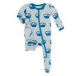 Kickee Pants Boy Footie w/Zipper Illusion Blue Ramen