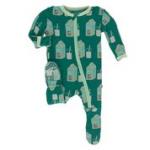 Kickee Pants Boy Footie w/Zipper Ivy Milk