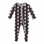 Kickee Pants Boy Footie w/Zipper Midnight Tiny Snowman