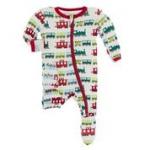 Kickee Pants Boy Footie w/Zipper Natural Toy Train