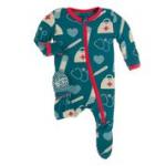 Kickee Pants Boy Footie w/Zipper Oasis Medicine