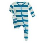 Kickee Pants Boy Footie w/Zipper Seaside Cafe Stripe