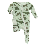 Kickee Pants Boy Footie w/Zipper Aloe Endangered Animals