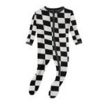 Kickee Pants Boy Footie w/Zipper Checkered Flag