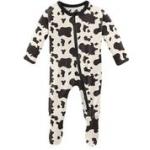 Kickee Pants Boy Footie w/Zipper Cow Print