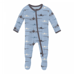 Kickee Pants Boy Footie w/Zipper Pond Airplanes