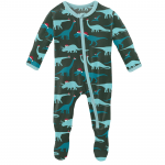 Kickee Pants Boy Footie w/Zipper Santa Dinos