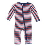 Kickee Pants Boy Coverall w/Zipper USA Stripe