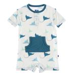 Kickee Pants Kangaroo Romper Natural Manta Ray