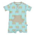 Kickee Pants Kangaroo Romper Summer Sky Pancakes