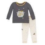 Kickee Pants Unisex L/S Pajama Set Natural Honeycomb