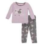 Kickee Pants Girl L/S Pajama Set Cobblestone Poodle