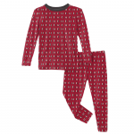 Kickee Pants Unisex L/S Pajama Set Crimson Penguins