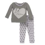 Kickee Pants Girl L/S Pajama Set Feather Hearts