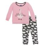 Kickee Pants Girl L/S Pajama Set Stone Geese